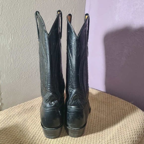 Lucchese Classics Handmade Black Goat Leather Cowboy Western Boots Mens Size 9.5 - Picture 3 of 14